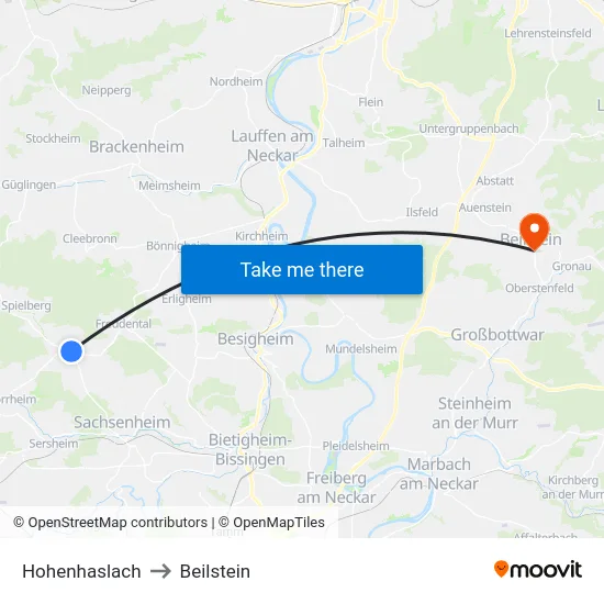 Hohenhaslach to Beilstein map