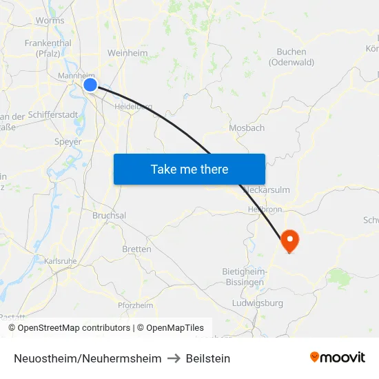 Neuostheim/Neuhermsheim to Beilstein map