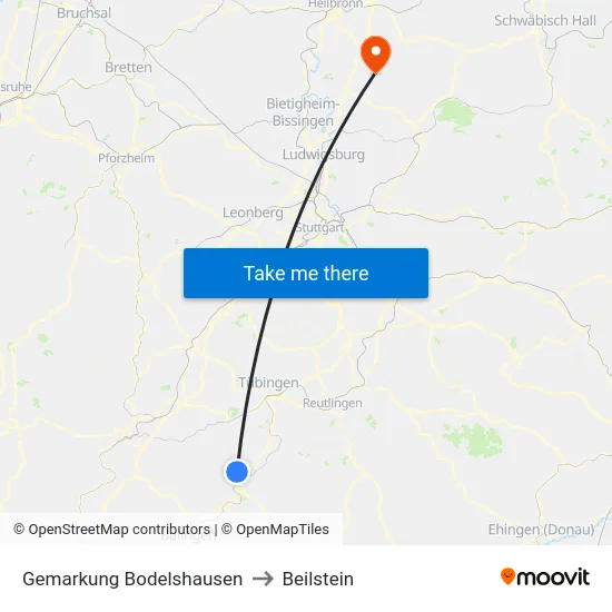 Gemarkung Bodelshausen to Beilstein map