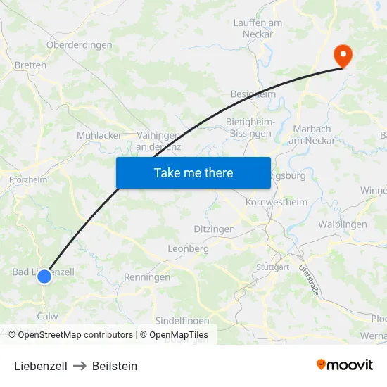 Liebenzell to Beilstein map