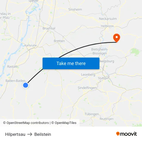 Hilpertsau to Beilstein map