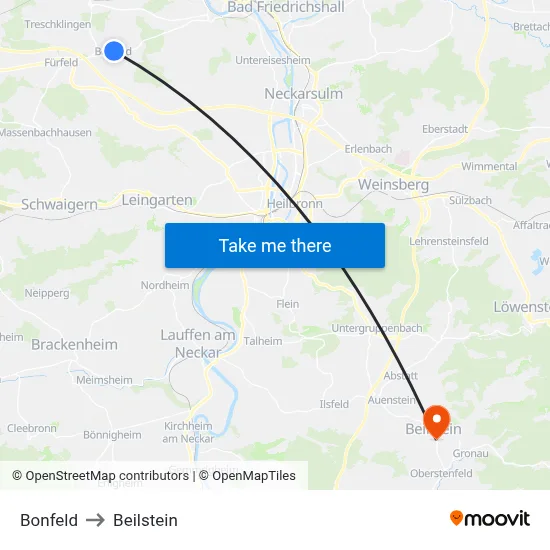 Bonfeld to Beilstein map
