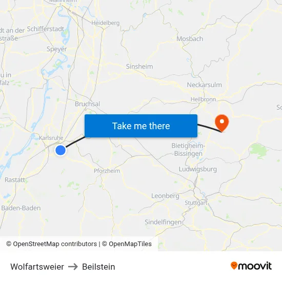 Wolfartsweier to Beilstein map