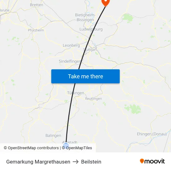 Gemarkung Margrethausen to Beilstein map
