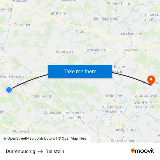 Dürrenbüchig to Beilstein map