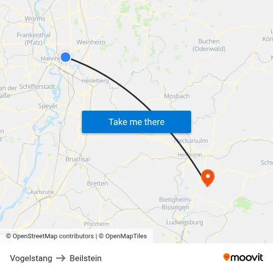 Vogelstang to Beilstein map