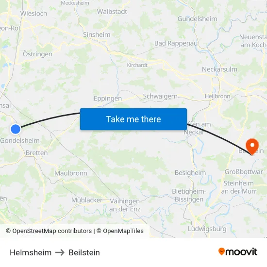 Helmsheim to Beilstein map