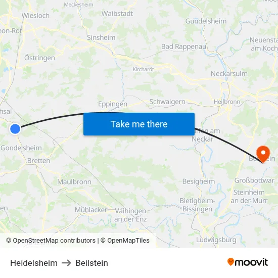 Heidelsheim to Beilstein map