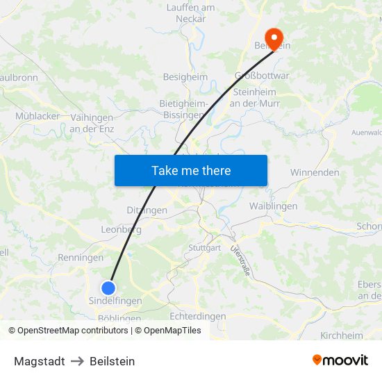 Magstadt to Beilstein map