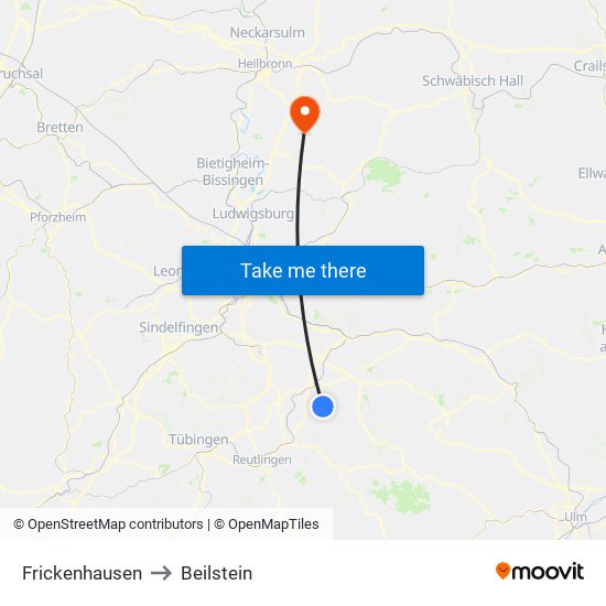 Frickenhausen to Beilstein map