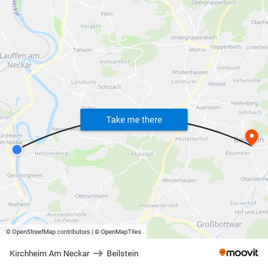 Kirchheim Am Neckar to Beilstein map