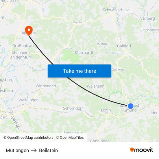Mutlangen to Beilstein map