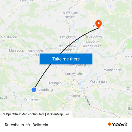 Rutesheim to Beilstein map