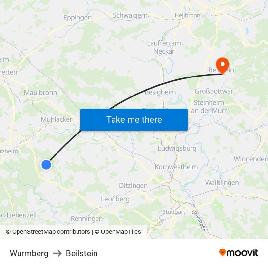Wurmberg to Beilstein map