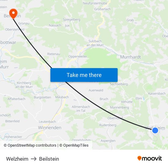 Welzheim to Beilstein map