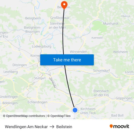 Wendlingen Am Neckar to Beilstein map