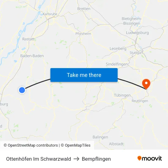 Ottenhöfen Im Schwarzwald to Bempflingen map