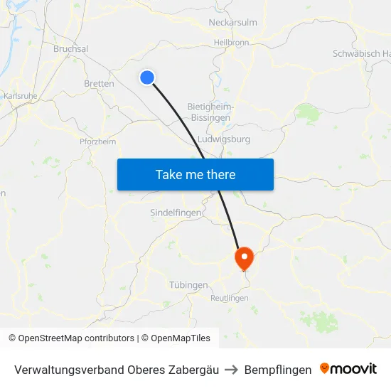Verwaltungsverband Oberes Zabergäu to Bempflingen map