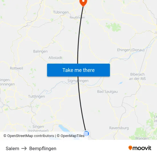 Salem to Bempflingen map