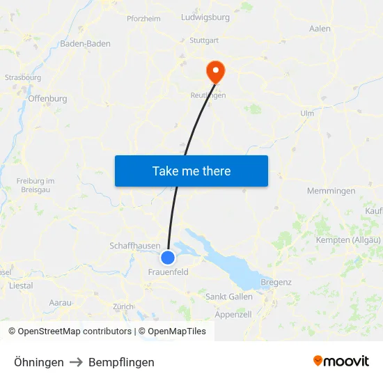 Öhningen to Bempflingen map