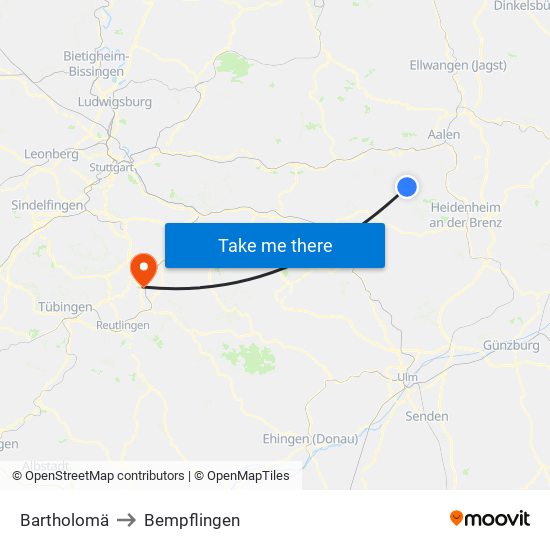 Bartholomä to Bempflingen map