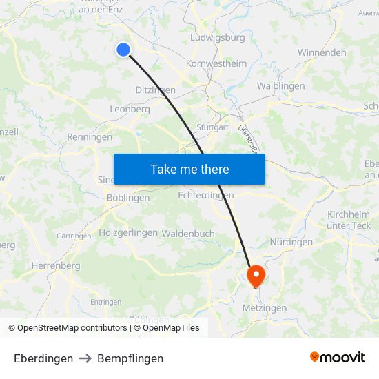 Eberdingen to Bempflingen map