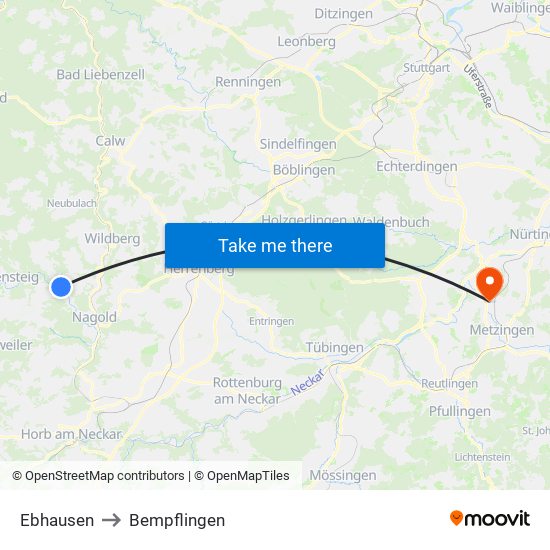 Ebhausen to Bempflingen map