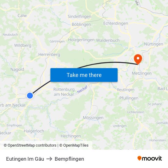 Eutingen Im Gäu to Bempflingen map