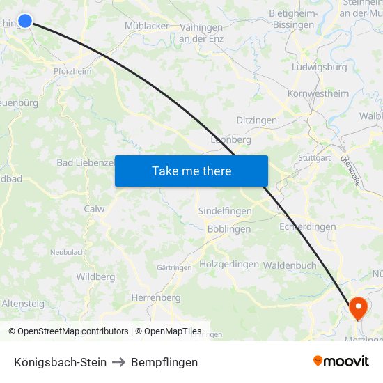 Königsbach-Stein to Bempflingen map