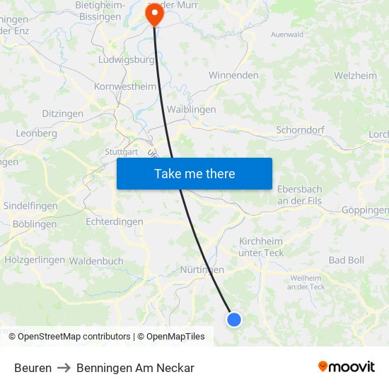 Beuren to Benningen Am Neckar map
