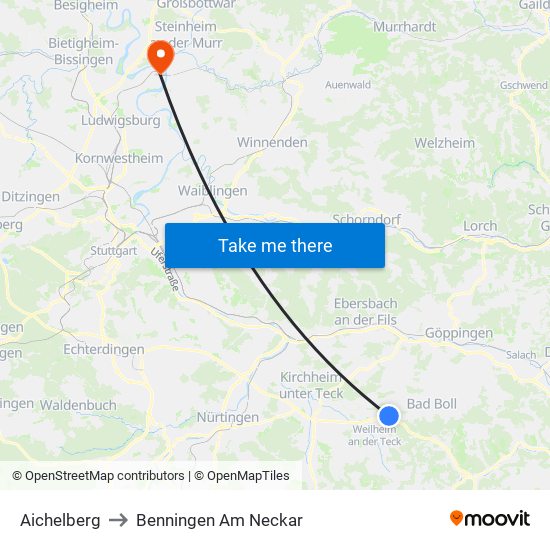 Aichelberg to Benningen Am Neckar map