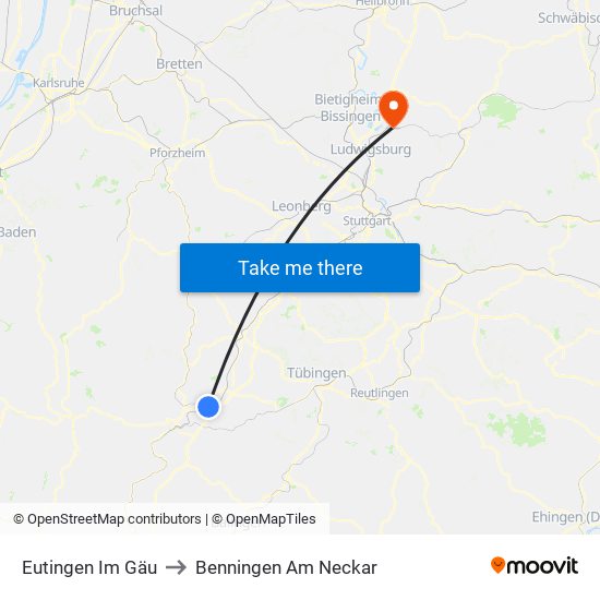 Eutingen Im Gäu to Benningen Am Neckar map