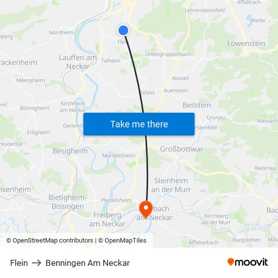Flein to Benningen Am Neckar map