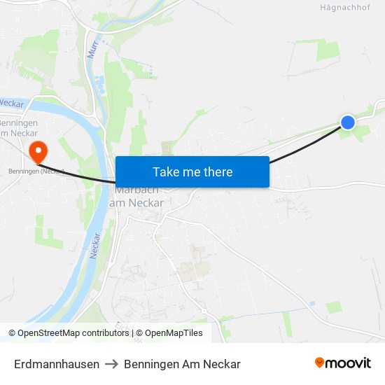 Erdmannhausen to Benningen Am Neckar map