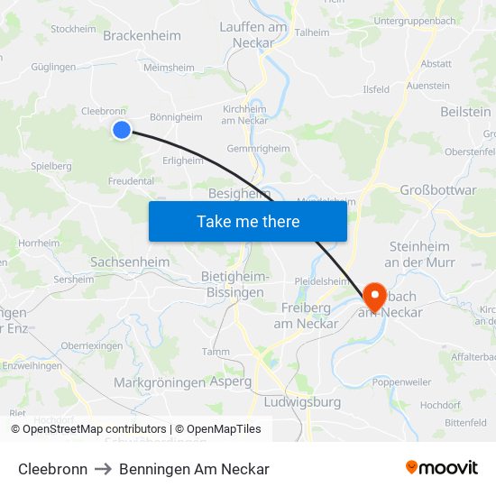 Cleebronn to Benningen Am Neckar map