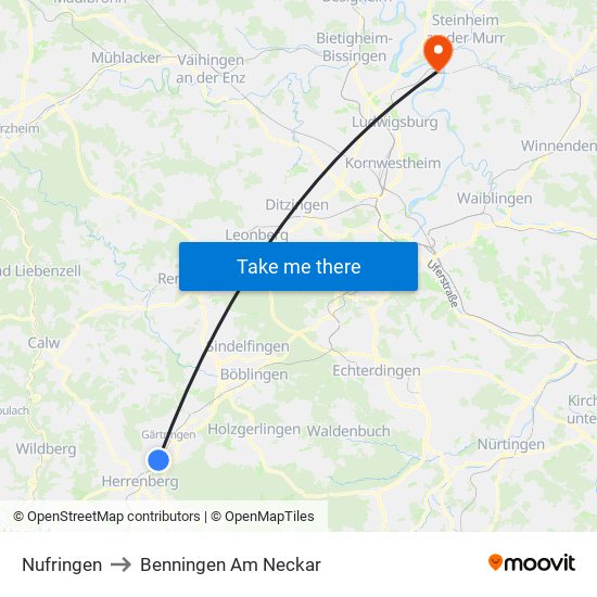 Nufringen to Benningen Am Neckar map