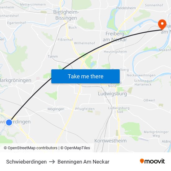 Schwieberdingen to Benningen Am Neckar map