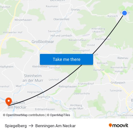 Spiegelberg to Benningen Am Neckar map