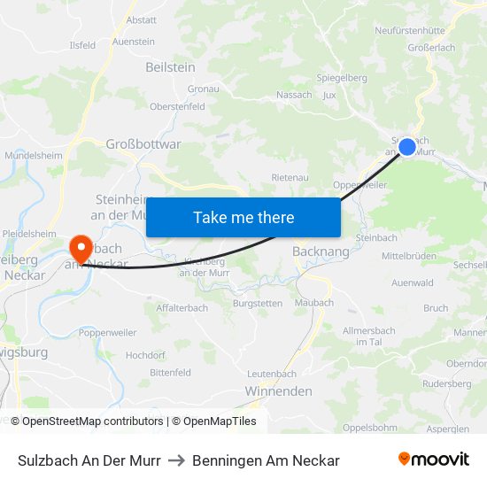 Sulzbach An Der Murr to Benningen Am Neckar map