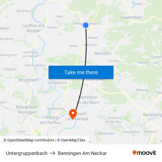 Untergruppenbach to Benningen Am Neckar map