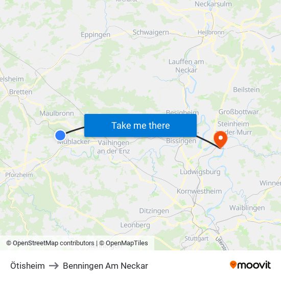 Ötisheim to Benningen Am Neckar map