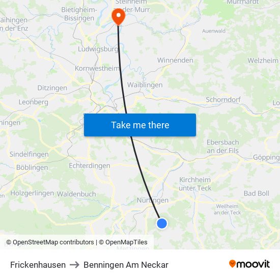 Frickenhausen to Benningen Am Neckar map