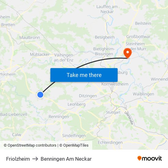 Friolzheim to Benningen Am Neckar map