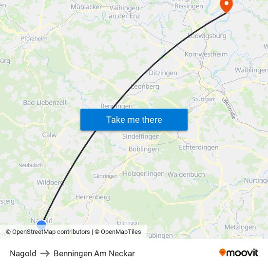 Nagold to Benningen Am Neckar map