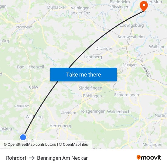 Rohrdorf to Benningen Am Neckar map