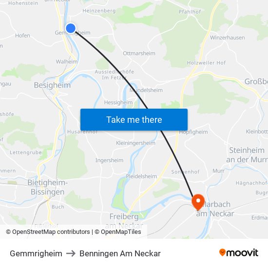 Gemmrigheim to Benningen Am Neckar map