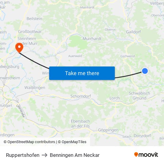 Ruppertshofen to Benningen Am Neckar map