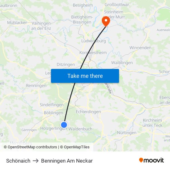 Schönaich to Benningen Am Neckar map