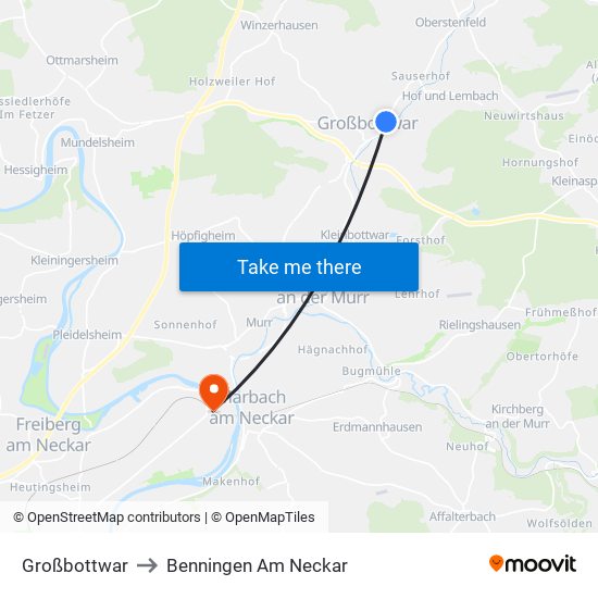 Großbottwar to Benningen Am Neckar map