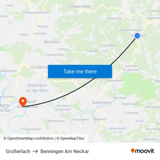 Großerlach to Benningen Am Neckar map
